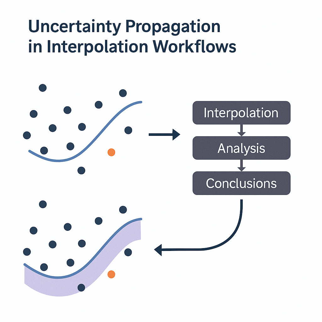 Diagram illustrating Gaussian Process Regression with uncertainty bounds and confidence intervals for interpolated values