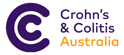 Crohn's & Colitis Australia logo with stylized purple C and orange Australia text.