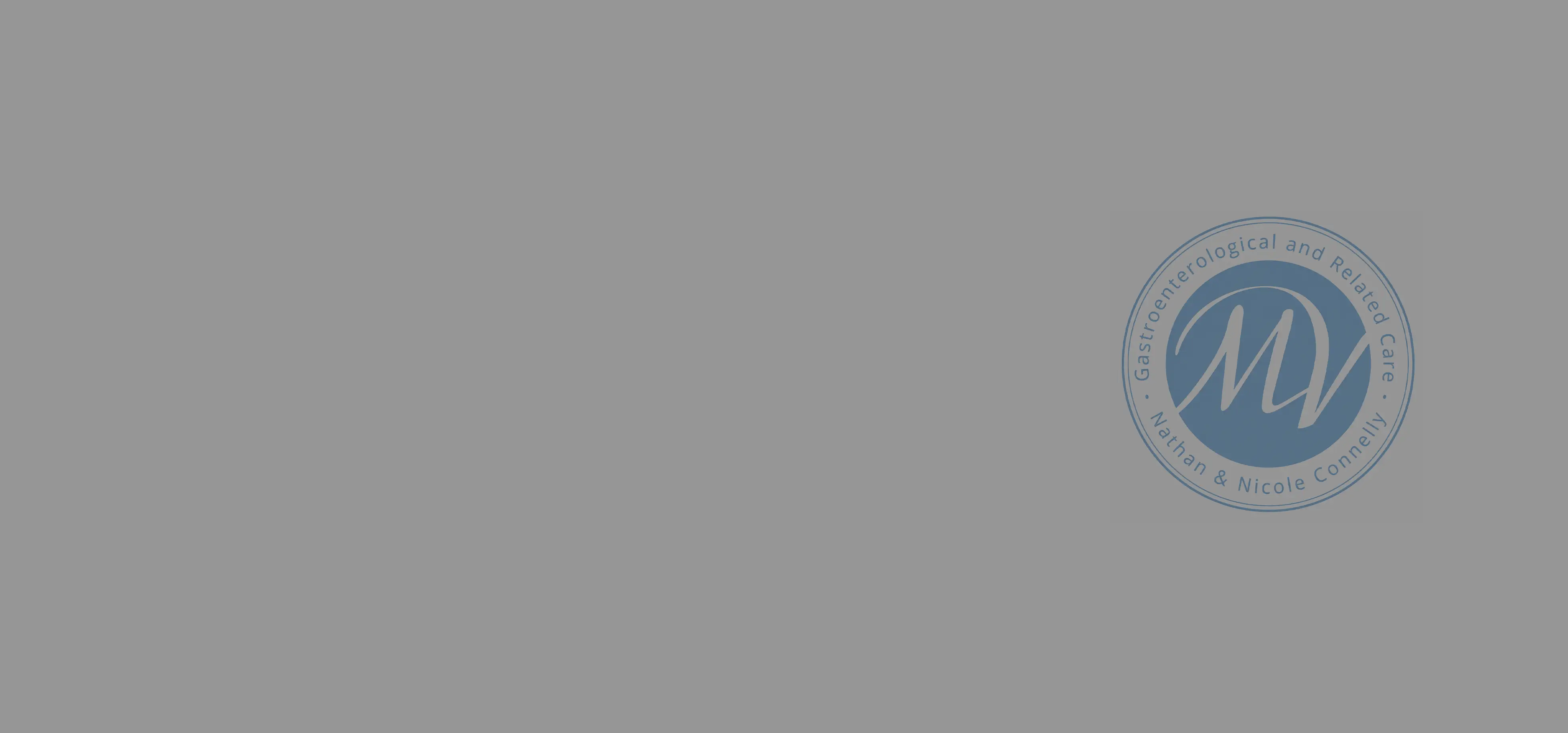 Circular blue logo with initials MV and text Gastroenterological and Related Care Nathan & Nicole Connelly.
