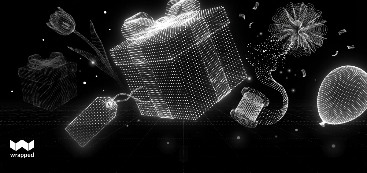 A colorful world map with gift boxes placed on different countries, illustrating global gifting patterns