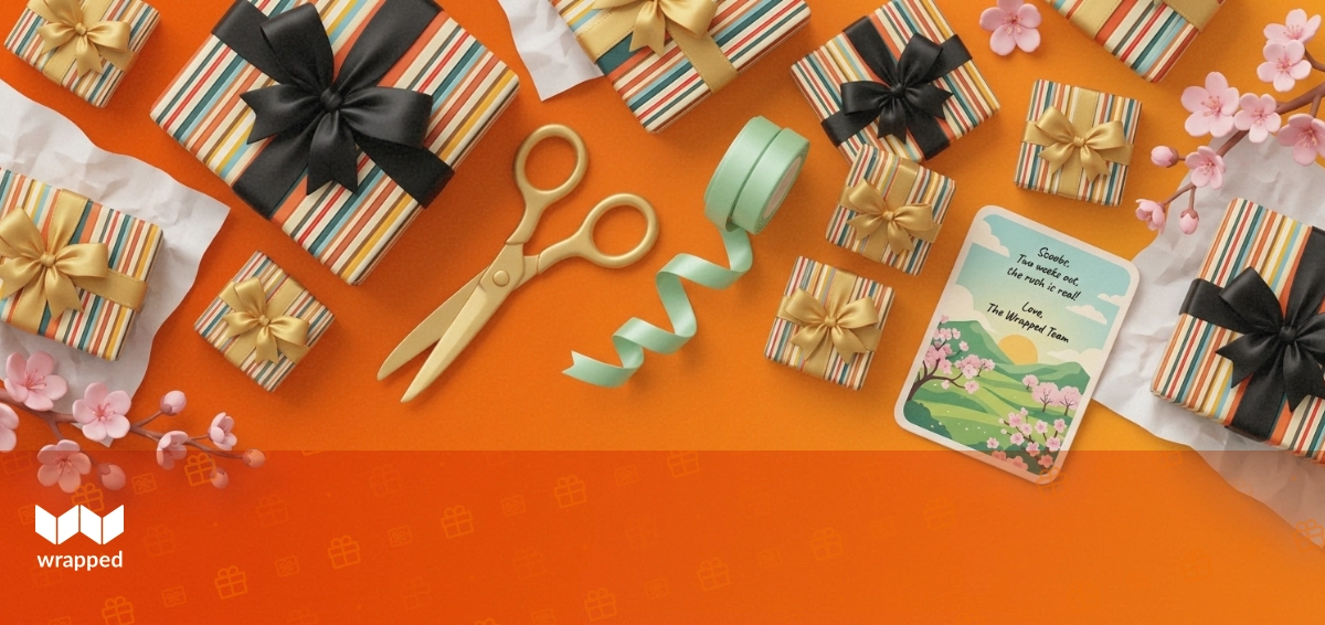 A mother opening a wrapped gift while family members watch with smiles in a sunny living room