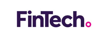 FinTech logo with a dark purple font and a magenta dot at the end.