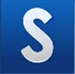 White stylized letter S on a blue square background with a subtle gradient.