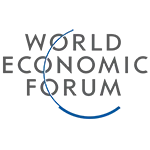 World Economic Forum logo with blue curved lines crossing the letters.