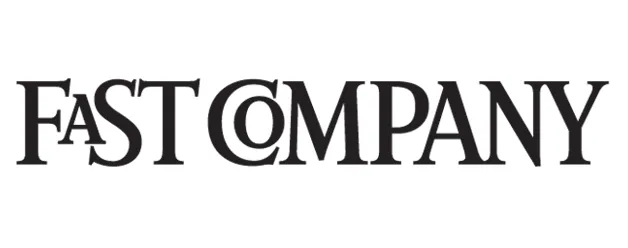 Fast Company logo with stylized typography featuring overlapping letters in black.
