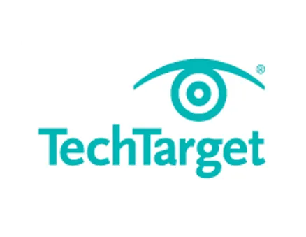 TechTarget logo with stylized teal eye symbol above the company name in teal text on a white background.