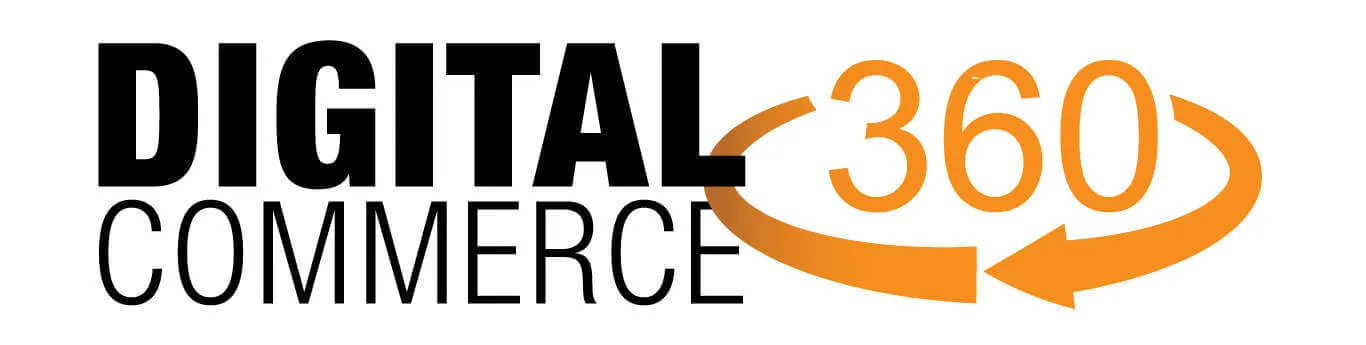 Logo with the words DIGITAL COMMERCE in black and the number 360 in orange surrounded by a circular arrow.