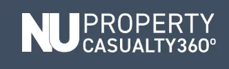Logo with white text 'NU PROPERTY CASUALTY 360°' on a dark blue background.
