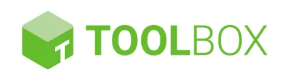 Logo featuring a green 3D cube with a white T on its side followed by the word 'TOOLBOX' in green uppercase letters.