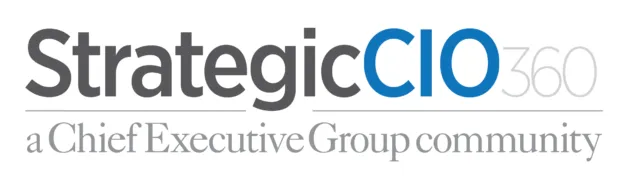 Logo for StrategicCIO 360, a Chief Executive Group community, with the name displayed in gray and blue text.