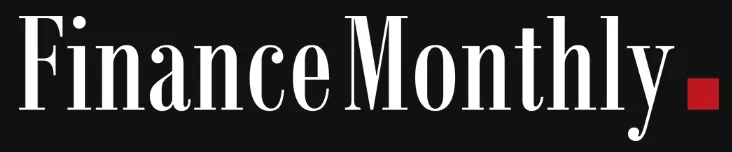 FinanceMonthly text logo in white serif font on black background with a small red square at the end.