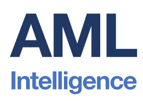 Logo with the text 'AML' in large dark blue letters above the word 'Intelligence' in smaller light blue letters.