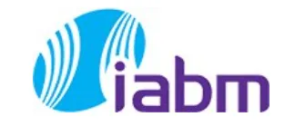 Logo featuring a stylized blue shape with curved white lines next to the purple lowercase letters 'iabm'.