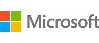 Microsoft logo consisting of four colored squares in red, green, blue, and yellow next to the word Microsoft in gray text.
