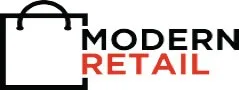 Logo featuring a minimalist shopping bag icon to the left and the words 'MODERN RETAIL' to the right, with 'MODERN' in black and 'RETAIL' in red capital letters.