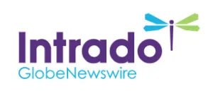 Intrado GlobeNewswire logo with the Intrado text in purple, GlobeNewswire in blue, and a stylized design of a dragonfly wing in blue, purple, and green to the right.