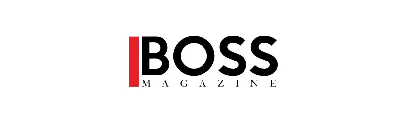 Logo reading 'BOSS MAGAZINE' with a vertical red bar to the left of the word 'BOSS'.