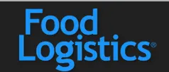 Blue text logo reading 'Food Logistics' on a black background.