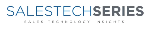 Logo with the text SALESTECH SERIES in blue and gray, and the tagline SALES TECHNOLOGY INSIGHTS below in smaller gray letters.