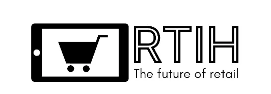 Logo showing a black shopping cart inside a tablet icon followed by the letters R T I H and the tagline The future of retail.