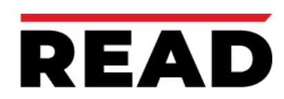READ text logo with black bold letters and a red horizontal line above.
