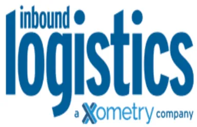 Logo with the word 'inbound' in small blue letters above a larger blue word 'logistics', followed by smaller text 'a Xometry company' with 'Xometry' styled distinctively in blue.