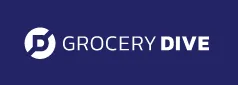 Grocery Dive logo with a white stylized shopping cart icon followed by the words 'GROCERY DIVE' on a dark blue background.