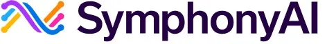 SymphonyAI logo with abstract intertwined colorful lines forming an S shape to the left of the text.