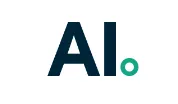 Logo with the letters 'AI' in bold dark blue font followed by a green dot.