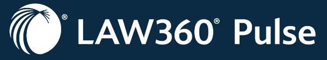 LAW360 Pulse logo with stylized circular emblem on left and text on dark blue background.