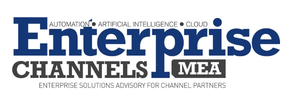 Logo reading 'Enterprise CHANNELS MEA' with small text above stating 'Automation • Artificial Intelligence • Cloud' and below 'Enterprise Solutions Advisory for Channel Partners'.