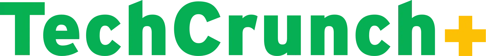 TechCrunch plus logo with green text and a yellow plus sign.