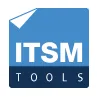 Icon with a blue square background featuring a white folded corner and the text 'ITSM' in bold white letters above a dark blue strip with the word 'TOOLS' in smaller white letters.