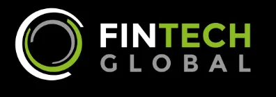 FINTECH GLOBAL logo with stylized circular design featuring green, white, and gray elements.