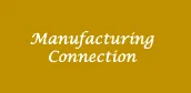Text reading 'Manufacturing Connection' in white cursive font on a mustard yellow background.