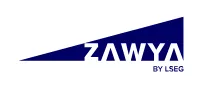 Zawya logo with stylized uppercase text and a blue triangular shape above the text.