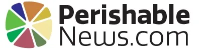 Perishable News.com logo with a circular icon composed of six color segments in green, blue, orange, yellow, red, and gray.