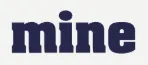 The word 'mine' in dark blue bold lowercase letters on a light background.