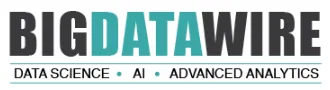Logo with the text 'BIG DATA WIRE' in bold capital letters, where 'DATA' is highlighted in teal, and below it the words 'DATA SCIENCE • AI • ADVANCED ANALYTICS' separated by dots.