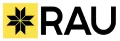 Logo of RAU featuring a stylized yellow eight-pointed star within a black square next to the bold black letters 'RAU'.