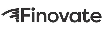 Finovate logo featuring the word 'Finovate' with a stylized curved signal icon on the left.
