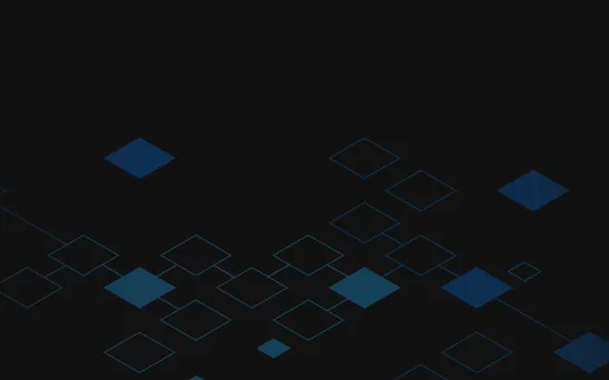 Abstract geometric pattern of various sized dark blue and navy rhombuses on a black background, arranged loosely in a grid with some connected by thin lines.