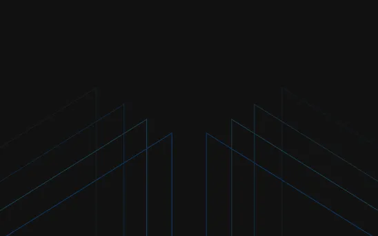 Dark background with symmetrical thin blue outline shapes forming angular patterns converging toward the center.