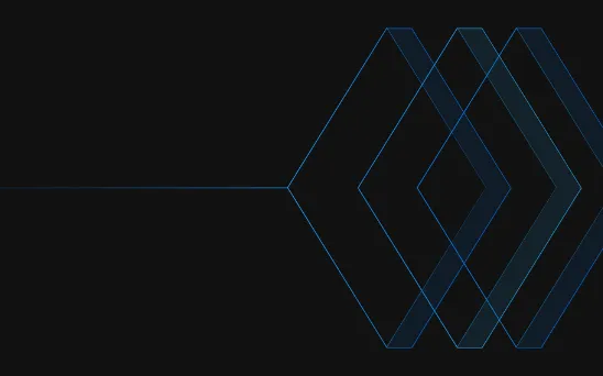 Dark background with four overlapping thin blue diamond shapes aligned horizontally on the right side.