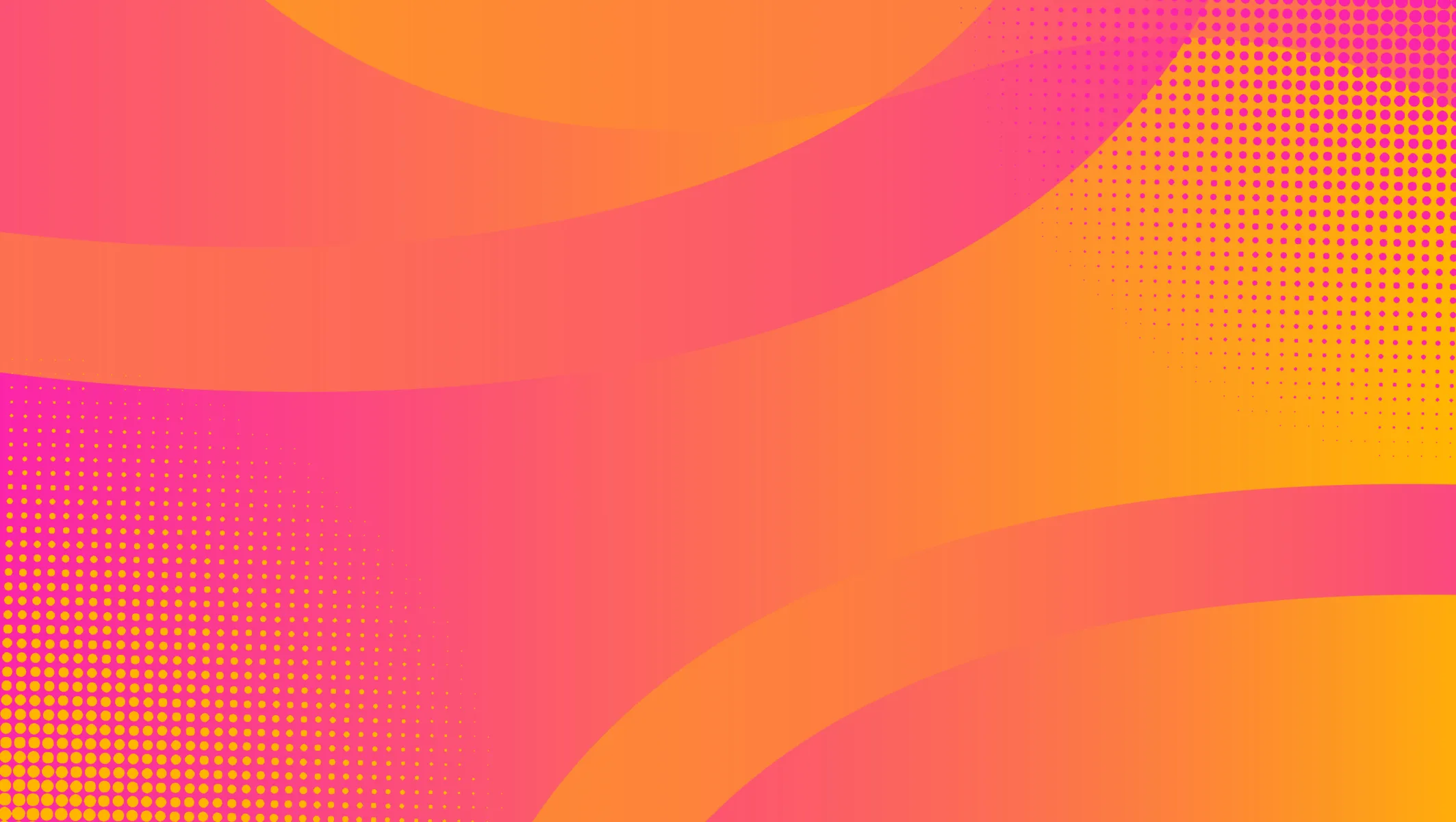 Abstract background with vibrant pink, orange, and yellow gradients, featuring large soft curved shapes and dotted halftone patterns.