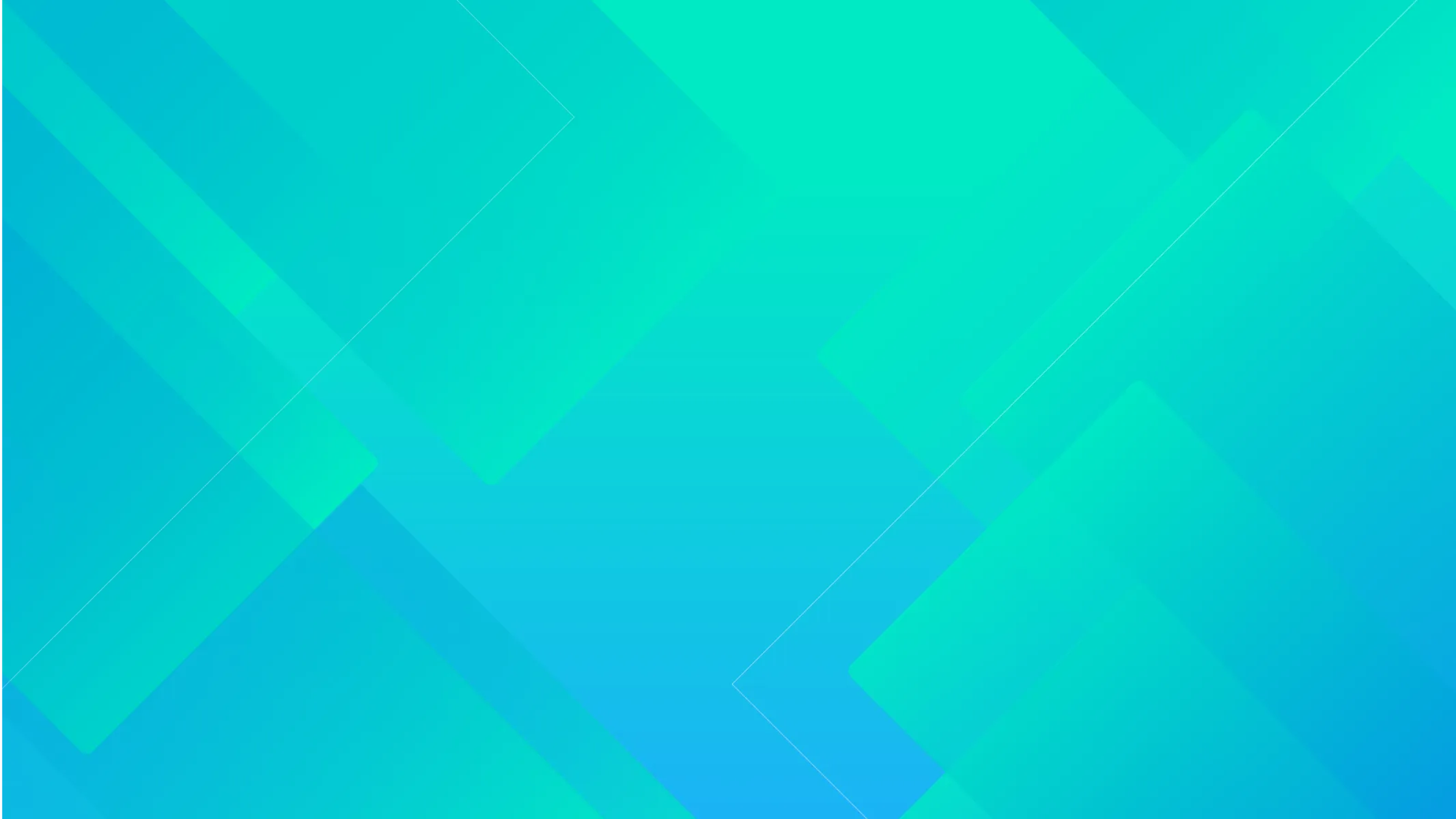 Abstract geometric background with various overlapping translucent squares and rectangles in shades of blue and turquoise.