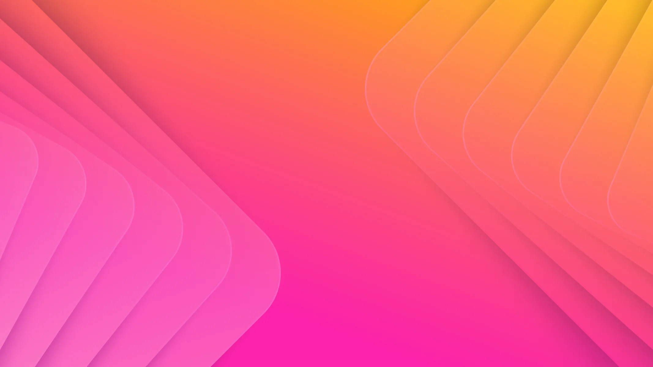 Abstract gradient background with layered, rounded rectangles in shades of pink, orange, and yellow overlapping and fading into each other.