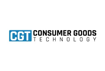Logo with the white letters CGT inside a blue rectangle followed by the words CONSUMER GOODS TECHNOLOGY in black capital letters.