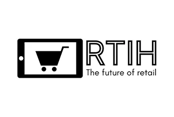 Logo with a tablet icon showing a shopping cart and the text 'RTIH The future of retail'.