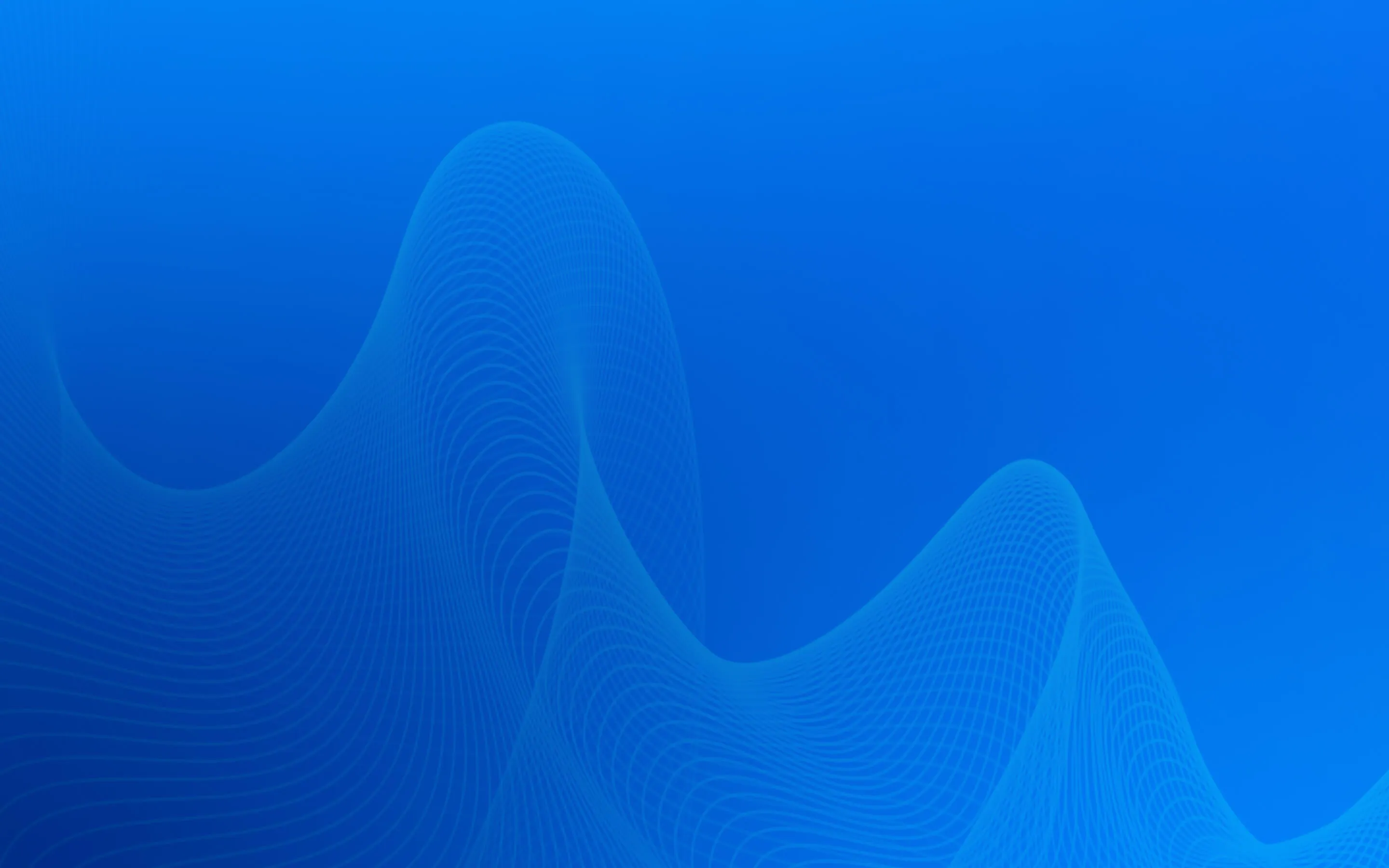 Abstract blue background with smooth, translucent wave patterns forming curved, grid-like shapes.